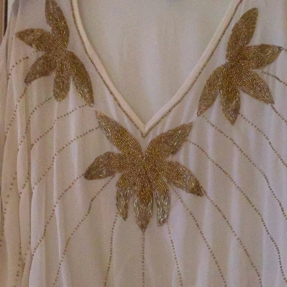 Flowy 🌼 gold bead RARE UNIQ blouse - Picture 2 of 7